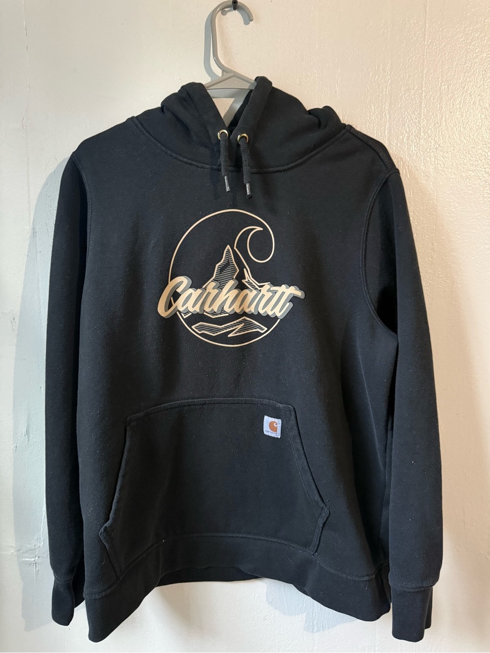 Carhartt Black Hoodie with Cream Logo